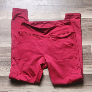 Activewear Athleisure PINK Active Red Leggings With Pockets Size Medium